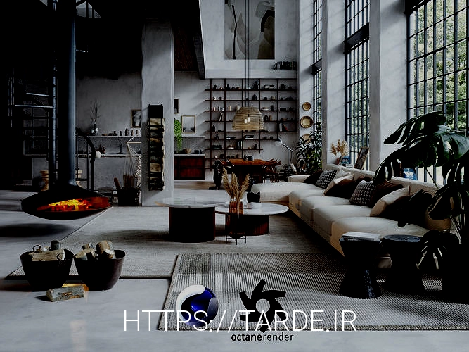 Boho Design Interior Scene for Cinema 4D and Octane Render